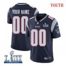 Custom New England Patriots 2019 Super Bowl LIII Limited Jersey Youth Navy Size S M L XL