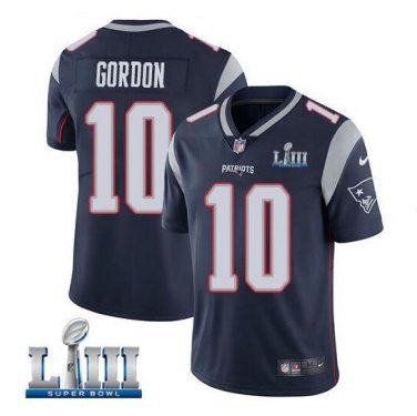 Josh Gordon #10 New England Patriots 2019 Super Bowl LIII Limited Player Jersey Men's Navy Size XXL