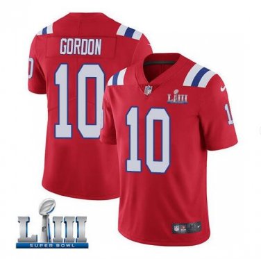 Josh Gordon #10 New England Patriots 2019 Super Bowl LIII Limited Player Jersey Men's Red Size S