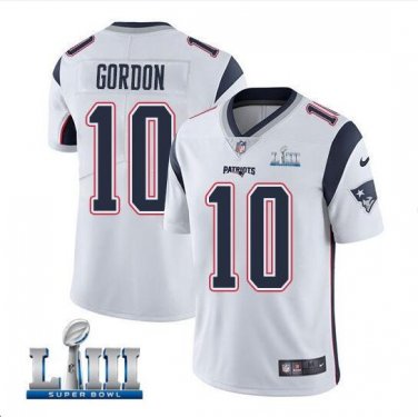 Josh Gordon #10 New England Patriots 2019 Super Bowl LIII Limited Jersey Men's White Size XXXL