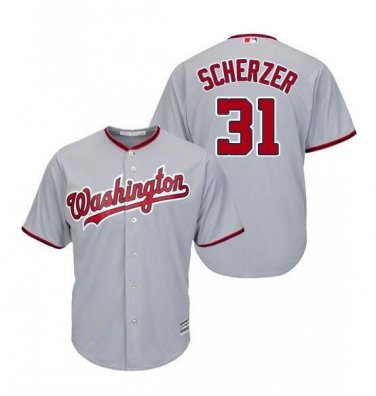 Max Scherzer #31 Washington Nationals Cool Base Player Men's Jersey Gray Size L