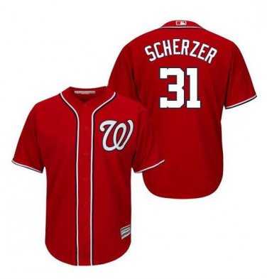 Max Scherzer #31 Washington Nationals Cool Base Player Men's Jersey Red Size XL
