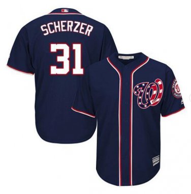 Max Scherzer #31 Washington Nationals Cool Base Player Men's Jersey Navy Size M