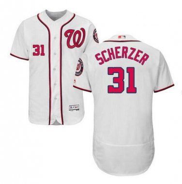 Max Scherzer #31 Washington Nationals Flex Base Player Men's Jersey White Size XL