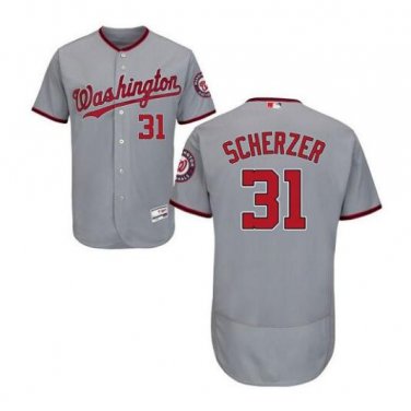 Max Scherzer #31 Washington Nationals Flex Base Player Men's Jersey Gray Size M