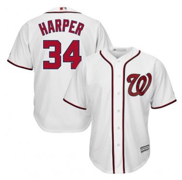 Bryce Harper #34 Washington Nationals Cool Base Player Men's Jersey White Size XL