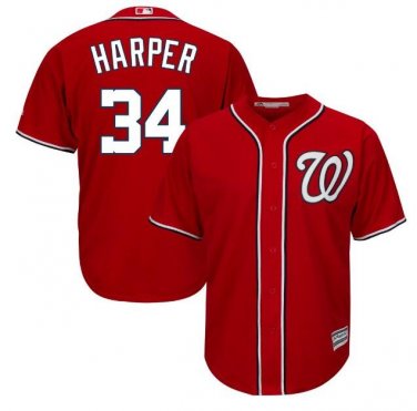 Bryce Harper #34 Washington Nationals Cool Base Player Men's Jersey Red Size XL
