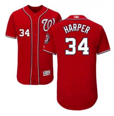 Bryce Harper #34 Washington Nationals Flex Base Player Men's Jersey Red Size XXXL