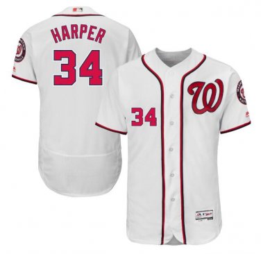 Bryce Harper #34 Washington Nationals Flex Base Player Men's Jersey White Size XL