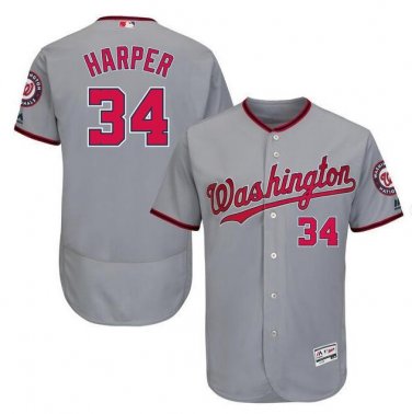 Bryce Harper #34 Washington Nationals Flex Base Player Men's Jersey Gray Size M