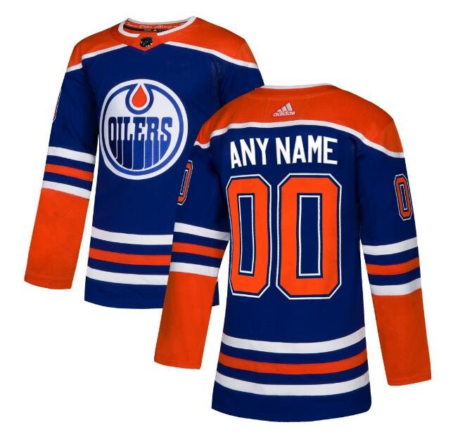 Custom Edmonton Oilers Men's Jersey Royal Size S M L XL XXL XXXL