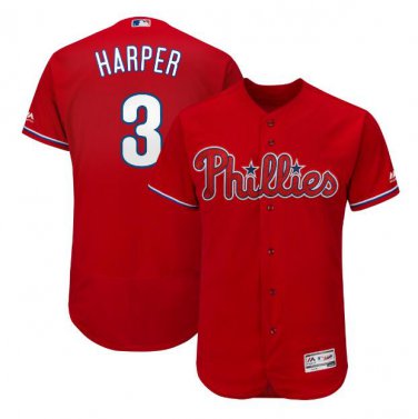 Bryce Harper #3 Philadelphia Phillies Collection Flex Base Player Men's Jersey Scarlet Size M