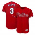 Bryce Harper #3 Philadelphia Phillies Collection Flex Base Player Men's Jersey Scarlet Size L