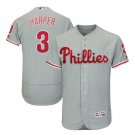Bryce Harper #3 Philadelphia Phillies Collection Flex Base Player Men's Jersey Gray Size XXXL