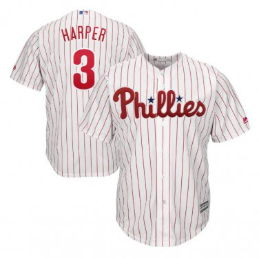 Bryce Harper #3 Philadelphia Phillies Cool Base Player Men's Jersey White Size XXL