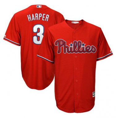 Bryce Harper #3 Philadelphia Phillies Cool Base Player Men's Jersey Scarlet Size XXL