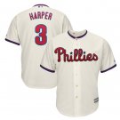 Bryce Harper #3 Philadelphia Phillies Cool Base Player Men's Jersey Cream Size XXXL