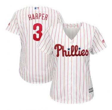 Bryce Harper #3 Philadelphia Phillies Cool Base Player Women's Jersey White Size M