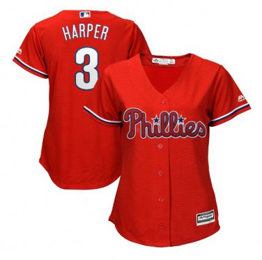 Bryce Harper #3 Philadelphia Phillies Cool Base Player Women's Jersey Scarlet Size L