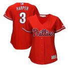 Bryce Harper #3 Philadelphia Phillies Cool Base Player Women's Jersey Scarlet Size XL