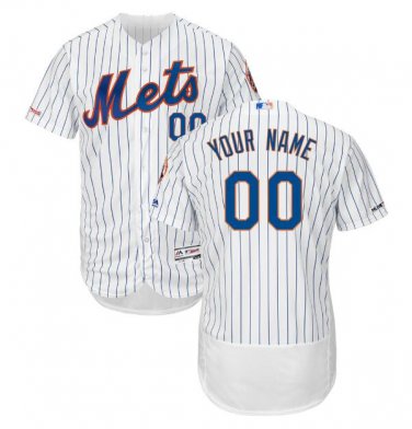 Custom New York Mets Flex Base Collection Men's Jersey White M L XL XXL XXXL