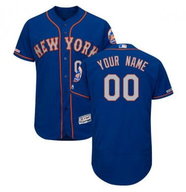 Custom New York Mets Flex Base Collection Men's Jersey Royal M L XL XXL XXXL