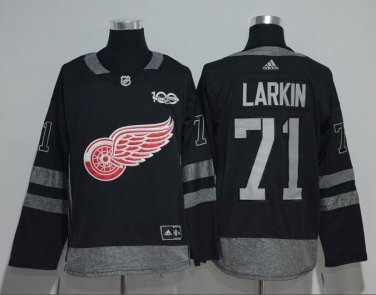 Dylan Larkin #71 Detroit Red Wings 100th Anniversary Player Men's Jersey Black Size XXXL