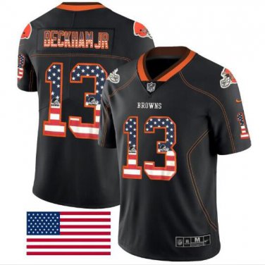 Odell Beckham Jr #13 Cleveland Browns Limited Player Jersey Men's Black USA Flag Size XXL