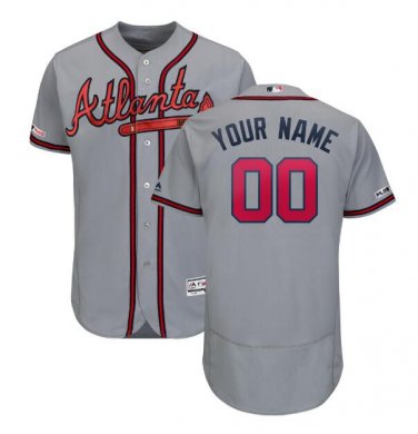 Custom Atlanta Braves 2019 Collection Flex Base Men's Jersey Gray Size M L XL XXL XXXL