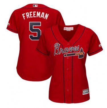 Freddie Freeman #5 Atlanta Braves 2019 Home Cool Base Player Women's Jersey Scarlet Size XXL