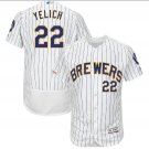 Christian Yelich #22 Milwaukee Brewers Collection Flex Base Player Men's Jersey White Size M