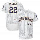 Christian Yelich #22 Milwaukee Brewers Collection Flex Base Player Men's Jersey White Size XXXL