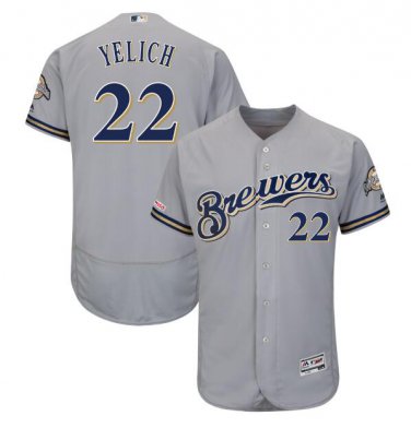 Christian Yelich #22 Milwaukee Brewers Collection Flex Base Player Men's Jersey Gray Size XXL