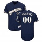 Custom Milwaukee Brewers Collection Flex Base Men's Jersey Navy Size M L XL XXL XXXL