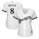 Ryan Braun #8 Milwaukee Brewers Cool Base Player Women's Jersey White Size L