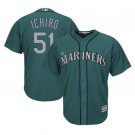 Ichiro Suzuki #51 Seattle Mariners Cool Base Player Men's Jersey Aqua Size M