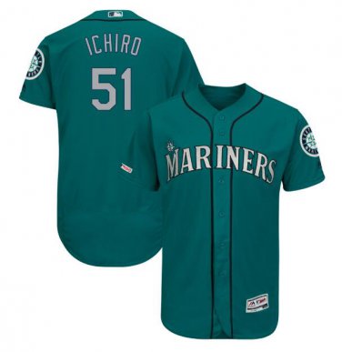 Ichiro Suzuki #51 Seattle Mariners Collection Flex Base Player Men's Jersey Aqua Size L