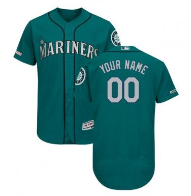 Custom Seattle Mariners Collection Flex Base Men's Jersey Aqua Size M L XL XXL XXXL
