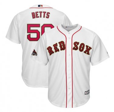 Mookie Betts #50 Boston Red Sox 2019 Gold Program Cool Base Player Men's Jersey White