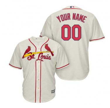 Custom St. Louis Cardinals Cool Base Men's Jersey Cream