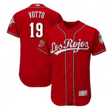 Joey Votto #19 Cincinnati Reds Flex Base Collection Player Men's Jersey Scarlet