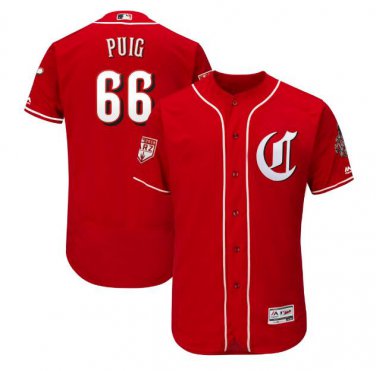 Yasiel Puig #66 Cincinnati Reds 2019 Spring Training Flex Base Player Men's Jersey Scarlet
