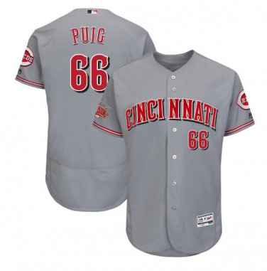 Yasiel Puig #66 Cincinnati Reds Flex Base Collection Player Men's Jersey Gray