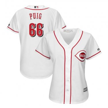 Yasiel Puig #66 Cincinnati Reds Cool Base Player Women's Jersey White