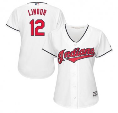 Francisco Lindor #12 Cleveland Indians Cool Base Player Women's Jersey White