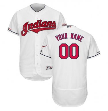 Custom Cleveland Indians 2019 All-Star Game Patch Flex Base Men's Jersey White