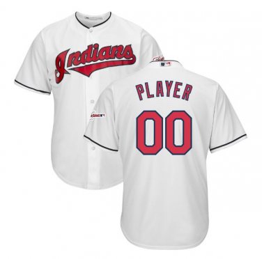 Custom Cleveland Indians 2019 All-Star Game Patch Cool Base Men's Jersey White