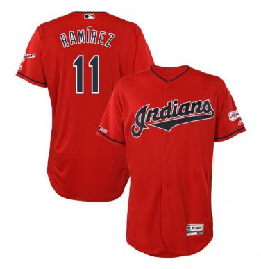 Jose Ramirez #11 Cleveland Indians 2019 All-Star Game Patch Flex Base Player Men's Jersey Scarlet