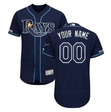 Custom Tampa Bay Rays Flex Base Collection Men's Jersey Navy