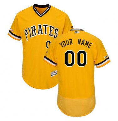 Custom Pittsburgh Pirates Flex Base Collection Men's Jersey Gold M L XL XXL XXXL